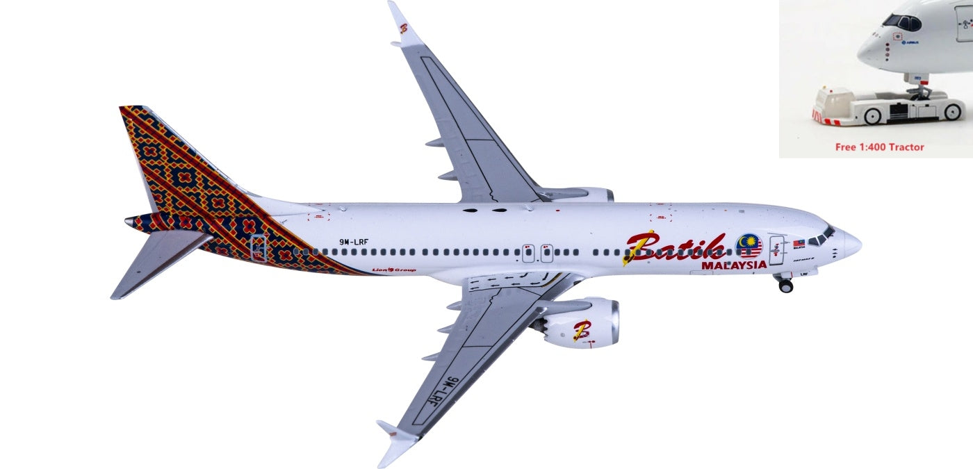 1:400 NG Models NG88011 Batik Air Boeing 737 MAX 8 9M-LRF Aircraft Model+Free Tractor