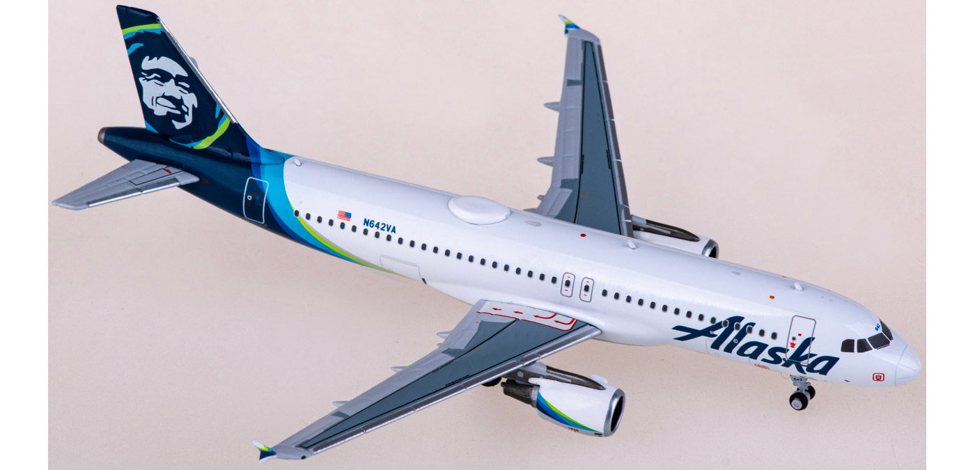 1:400 NG Models NG15017 Alaska Airlines Airbus A320 N642VA Aircraft Model+Free Tractor