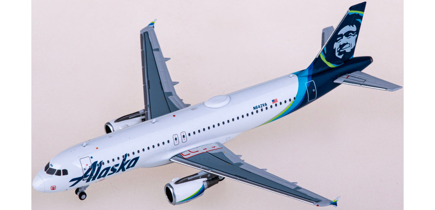 1:400 NG Models NG15017 Alaska Airlines Airbus A320 N642VA Aircraft Model+Free Tractor