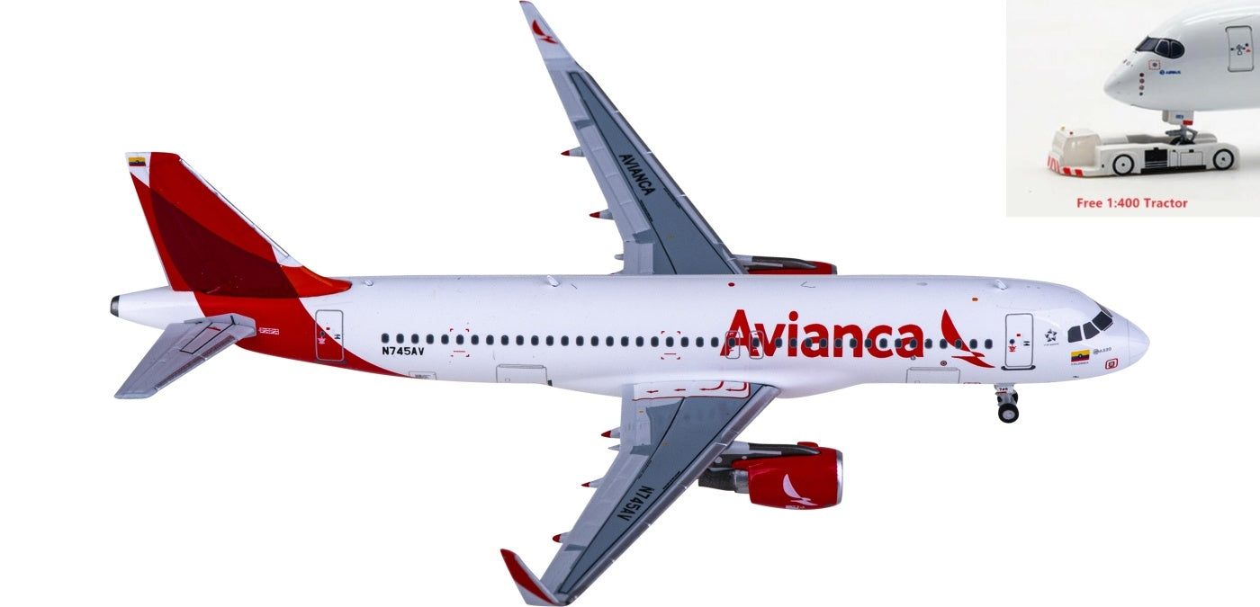 1:400 NG Models NG15028 Avianca Airbus A320 N745AV Aircraft Model+Free Tractor