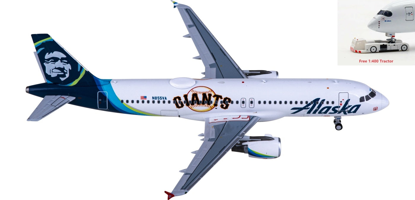1:400 NG Models NG15015 Alaska Airlines Airbus A320 N855VA Aircraft Model+Free Tractor