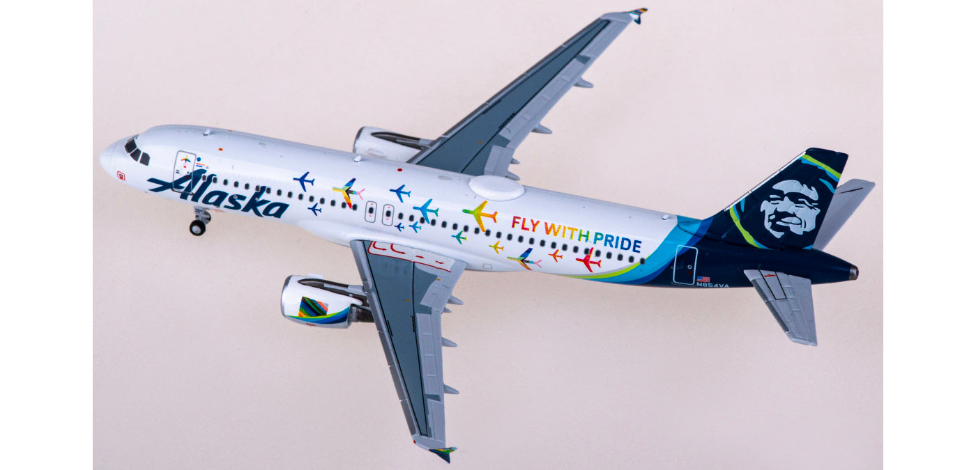 1:400 NG Models NG15018 Alaska Airlines Airbus A320 N854VA Aircraft Model+Free Tractor