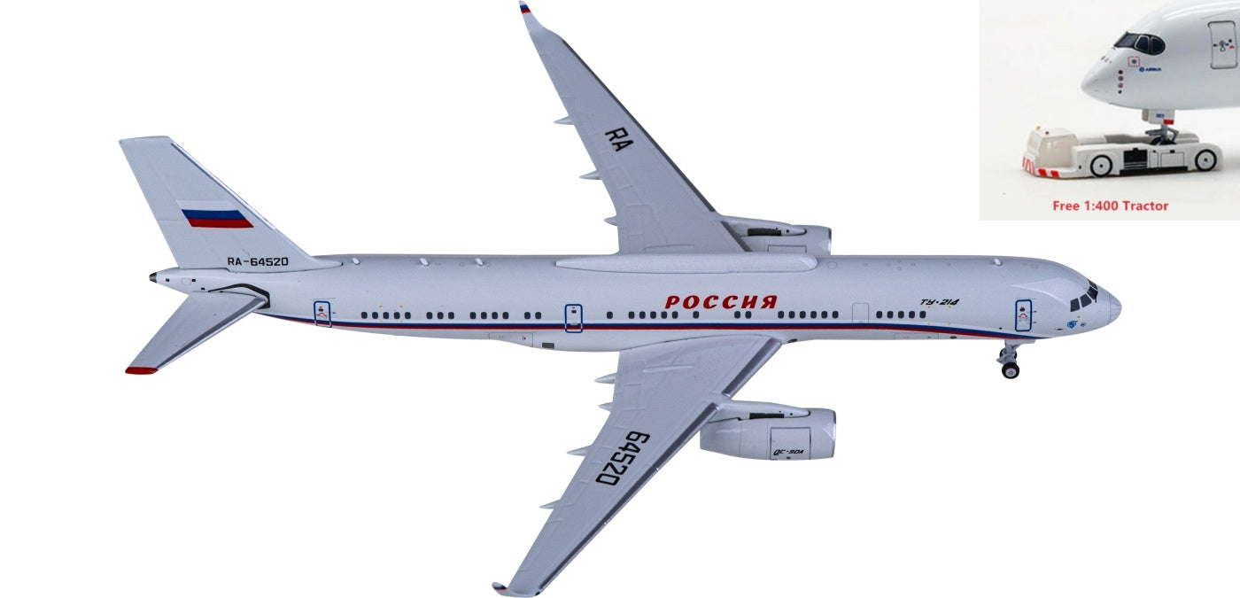 1:400 NG Models NG40015 Russian Air Force Tupolev TU-214PU RA-64520 Aircraft Model+Free Tractor