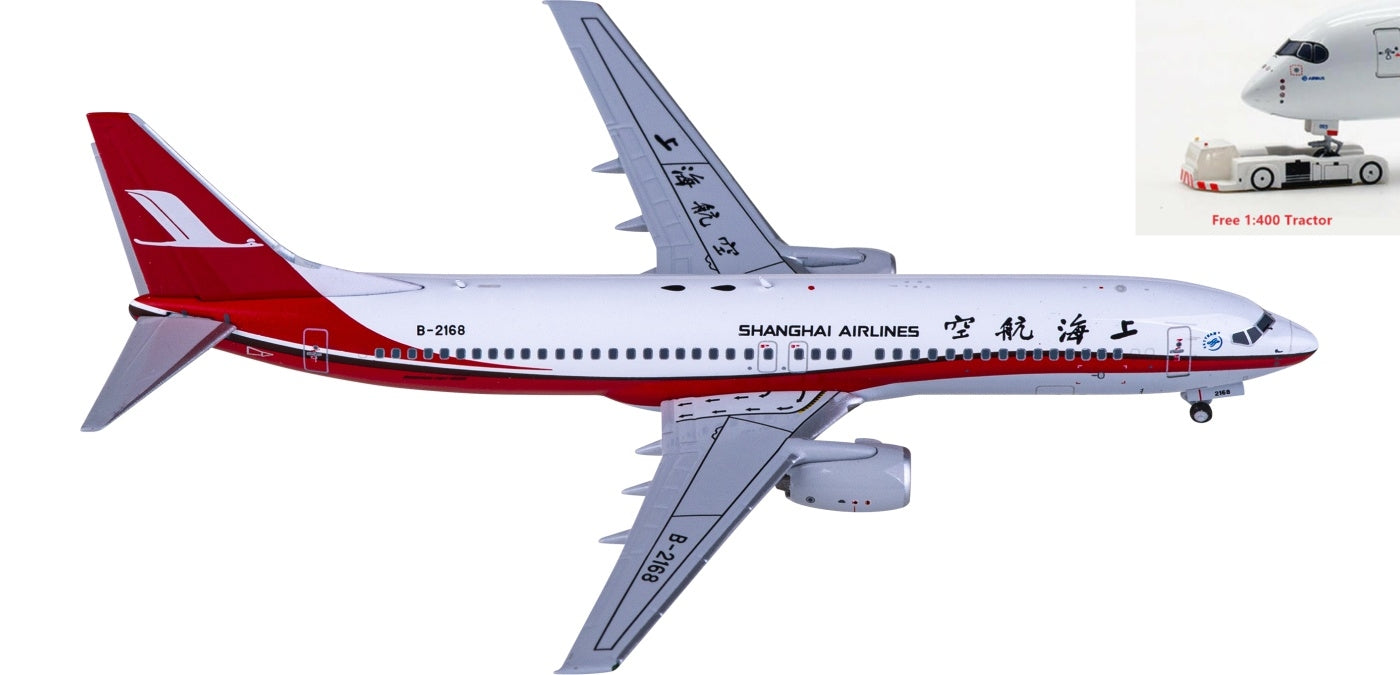 1:400 NG Models NG58181 Shanghai Airlines Boeing 737-800 B-2168 Aircraft Model+Free Tractor