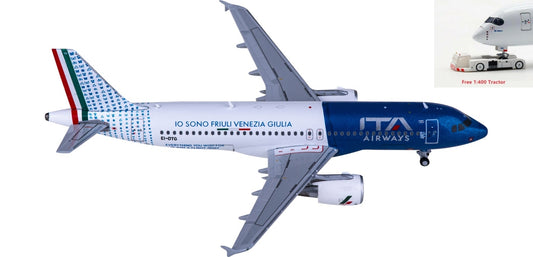1:400 JC Wings XX40138 ITA Airways Airbus A320 EI-DTG Aircraft Model+Free Tractor