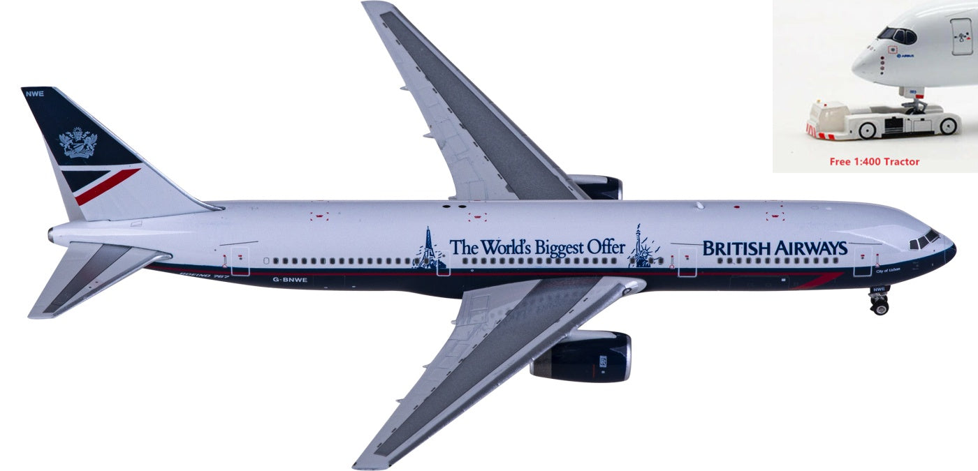 1:400 Phoenix PH04566 British Airways Boeing 767-300 G-BNWE Aircraft Model+Free Tractor