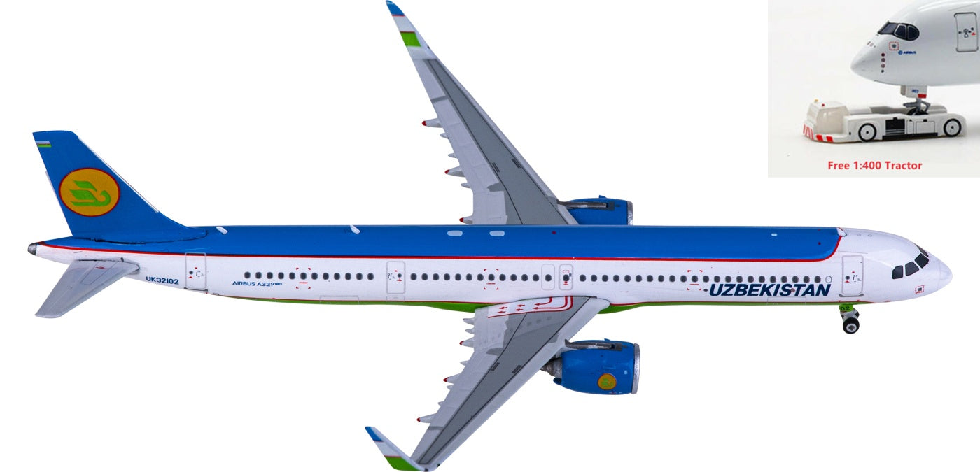 1:400 Phoenix PH11838 Uzbekistan Airways Airbus A321 UK32102 Aircraft Model+Free Tractor