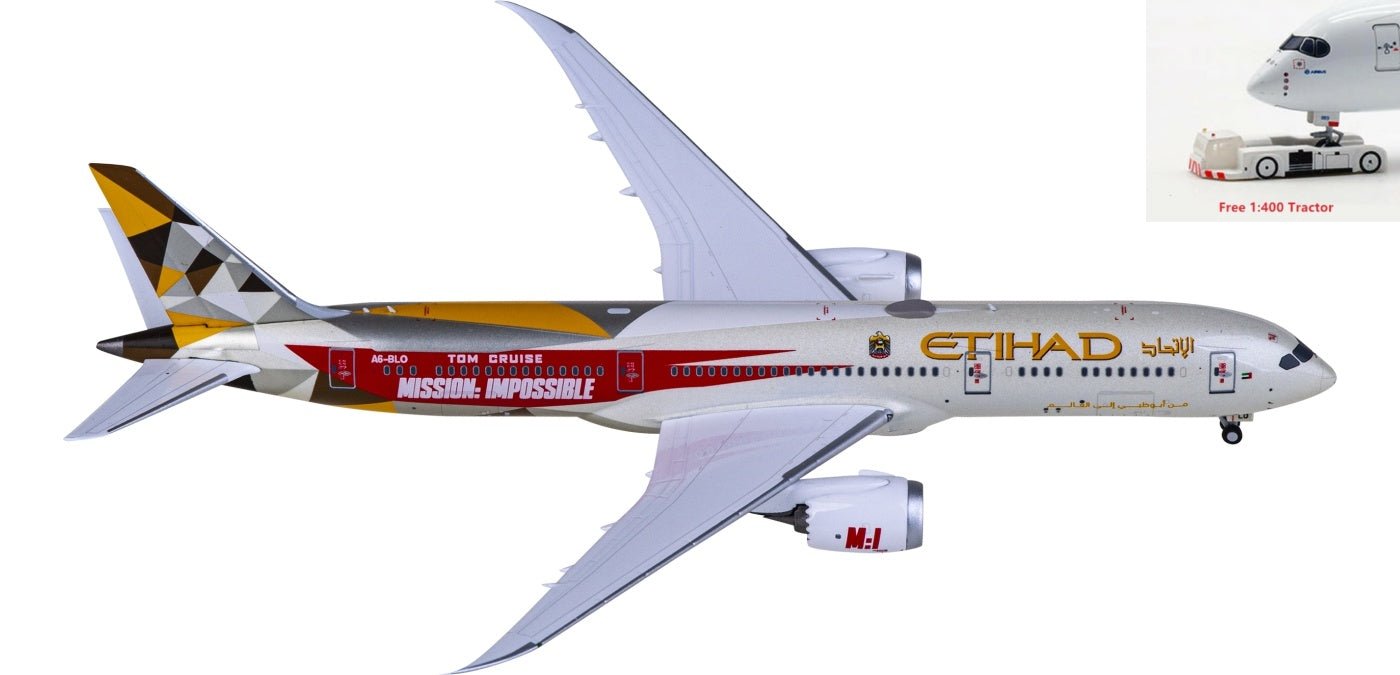 1:400 NG Models NG55117 Etihad Airways Boeing 787-9 A6-BLO Aircraft Model+Free Tractor