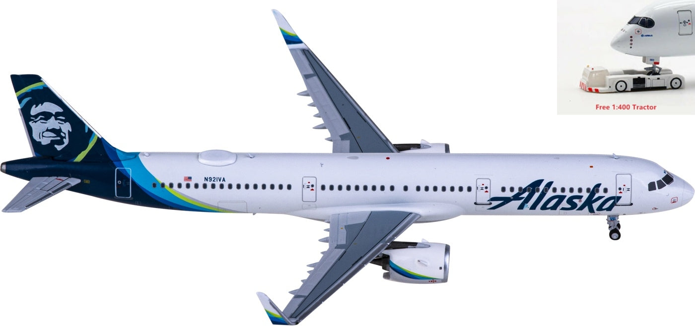 1:400 NG Models NG13050 Alaska Airlines Airbus A321neo N921VA Aircraft Model+Free Tractor