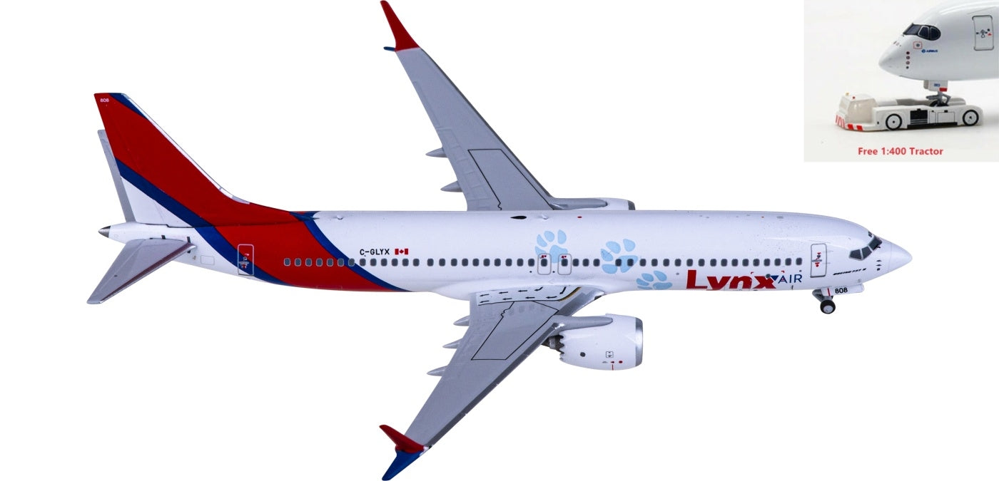 1:400 NG Models NG88028 Lynx Air Boeing 737 MAX 8 C-GLYX Aircraft Model+Free Tractor