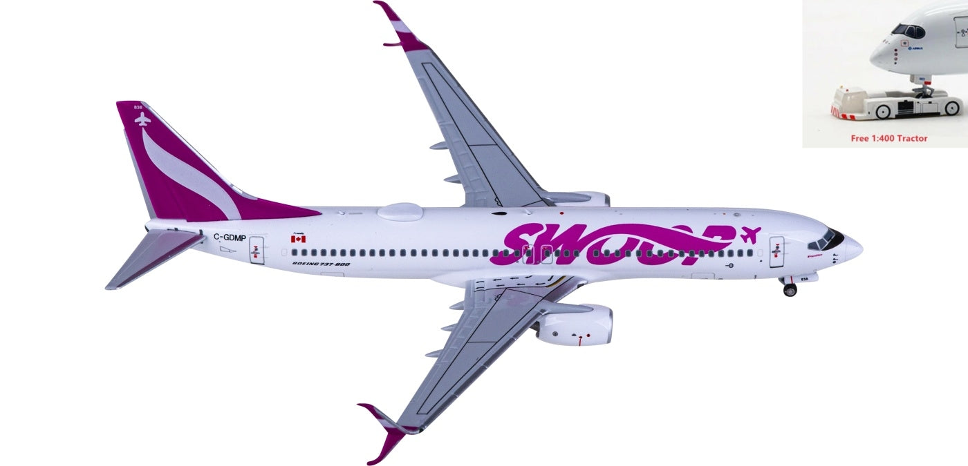 1:400 NG Models NG58205 Swoop Airlines Boeing 737-800 C-GDMP Aircraft Model+Free Tractor