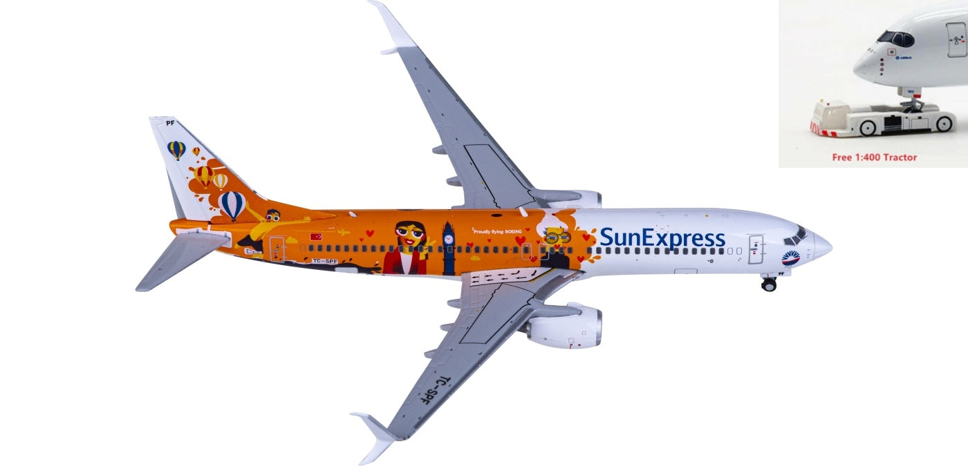 1:400 JC Wings LH4288 SunExpress Boeing 737-800 TC-SPF Aircraft Model+Free Tractor