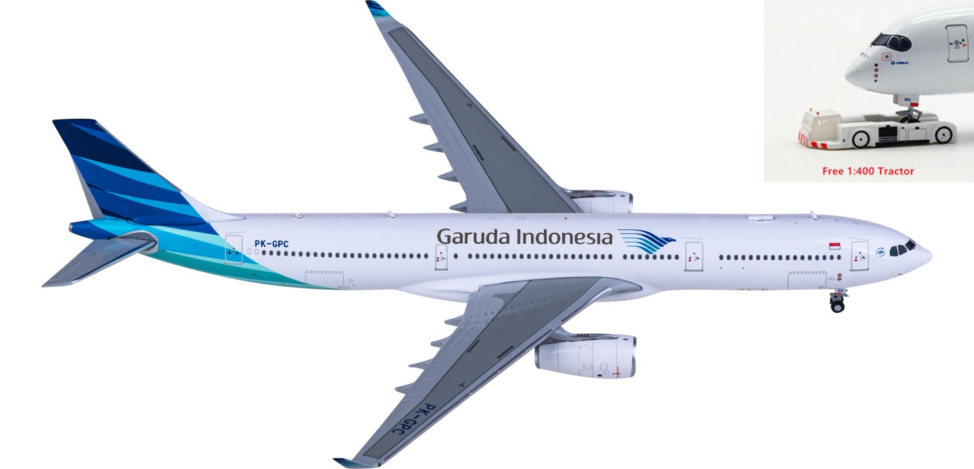1:400 JC Wings LH4217 Garuda Indonesia Airbus A330-300 PK-GPC Aircraft Model+Free Tractor