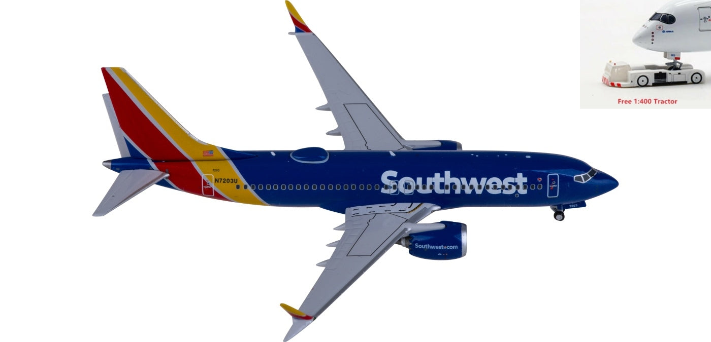 1:400 NG Models NG87001 Southwest Airlines Boeing 737 MAX 7 N7203U Aircraft Model+Free Tractor