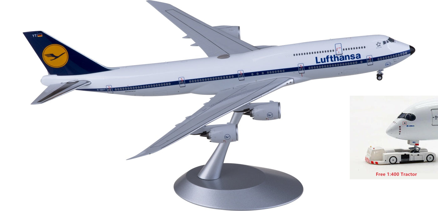 1:400 NG Models NG78016 Lufthansa Airlines Boeing 747-8 D-ABYT Aircraft Model+Free Tractor Aircraft Model+Free Tractor