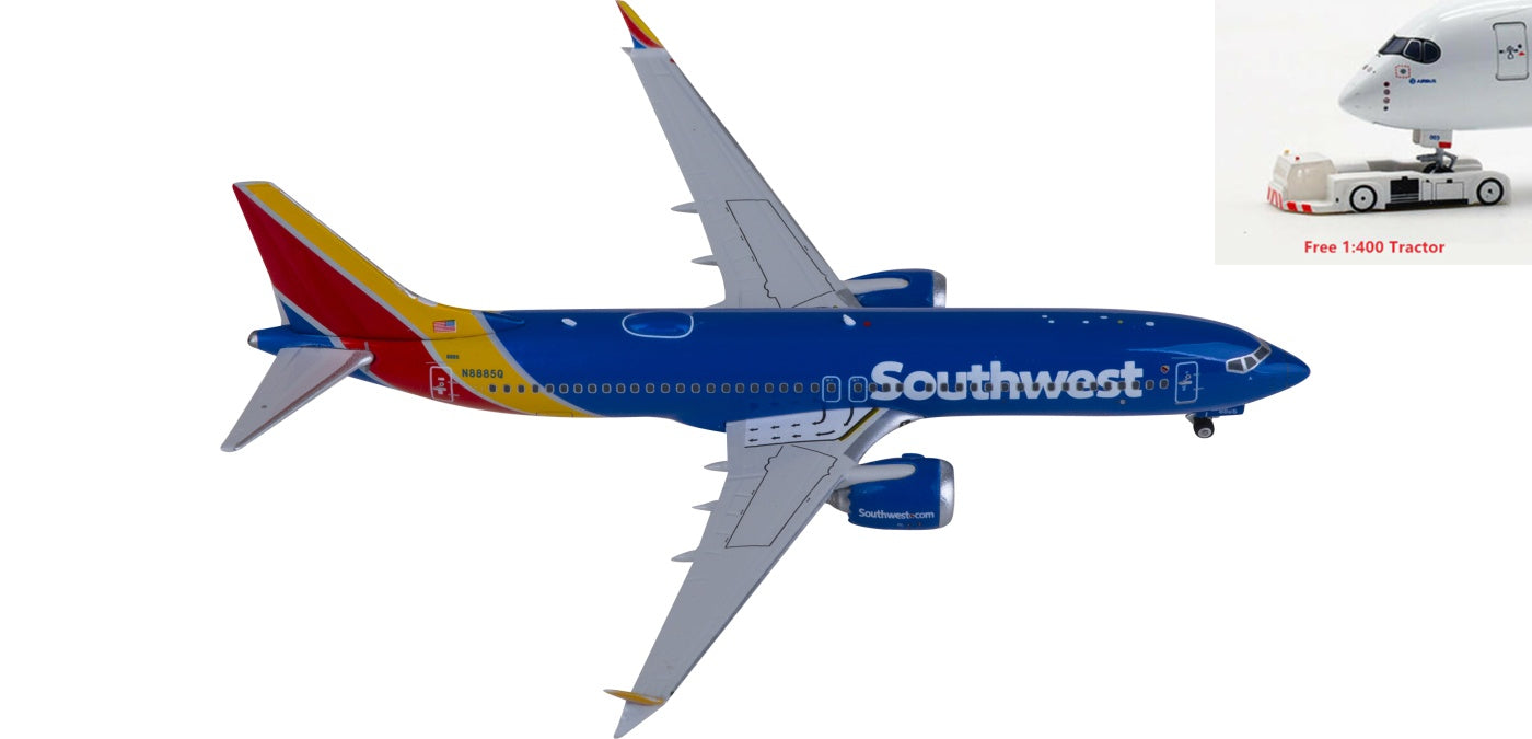1:400 Phoenix PH04571 Southwest Airlines Boeing 737 MAX 8 N8885Q Aircraft Model+Free Tractor