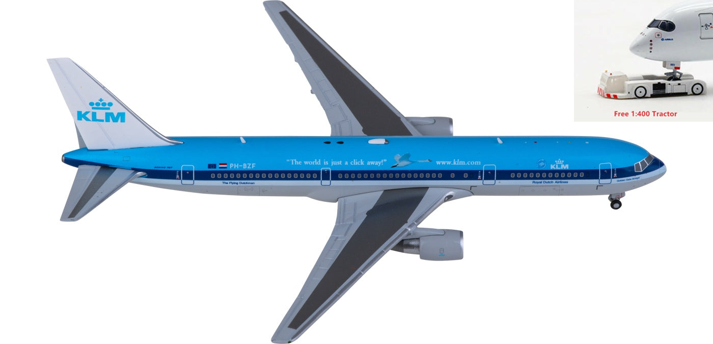 1:400 JC Wings XX4993 KLM Boeing 767-300ER PH-BZF Aircraft Model+Free Tractor