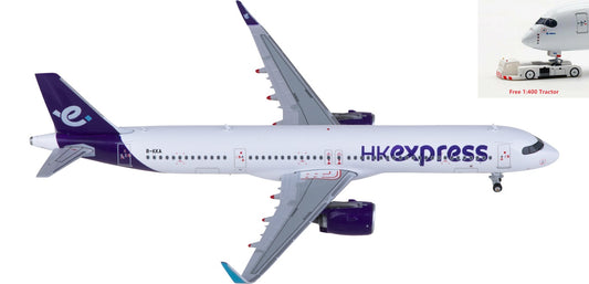 1:400 JC Wings XX40143 HK Express Airbus A321neo B-KKA Aircraft Model+Free Tractor