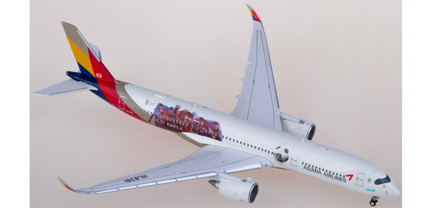 1:400 JC Wings SA4016A Asiana Airbus A350-900XWB HL8381 "Flaps down"Aircraft Model+Free Tractor