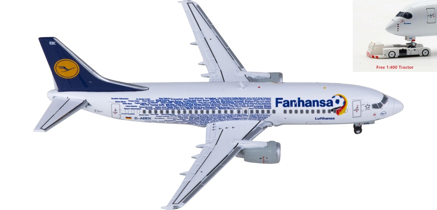 1:400 JC Wings EW4733001 Lufthansa Boeing 737-300 D-ABEK Aircraft Model+Free Tractor