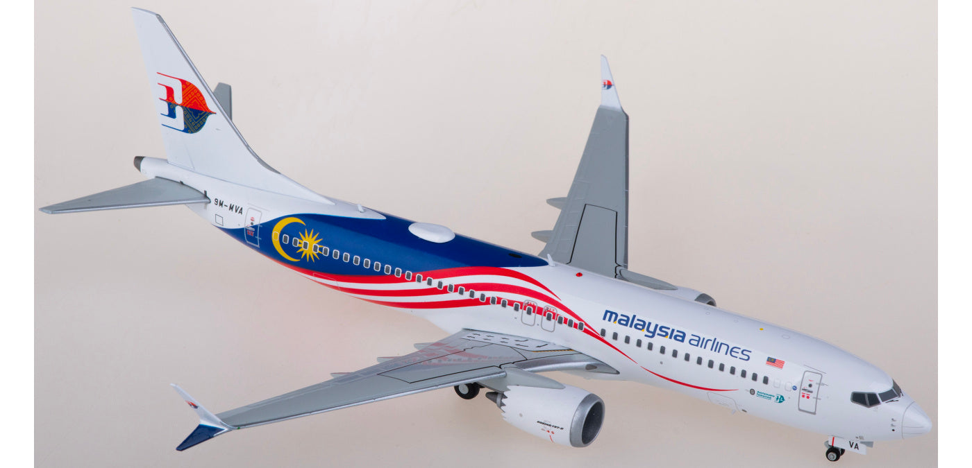 1:200 JC Wings LH2454 Malaysia Airlines Boeing 737 MAX 8 9M-MVA Aircraft Model