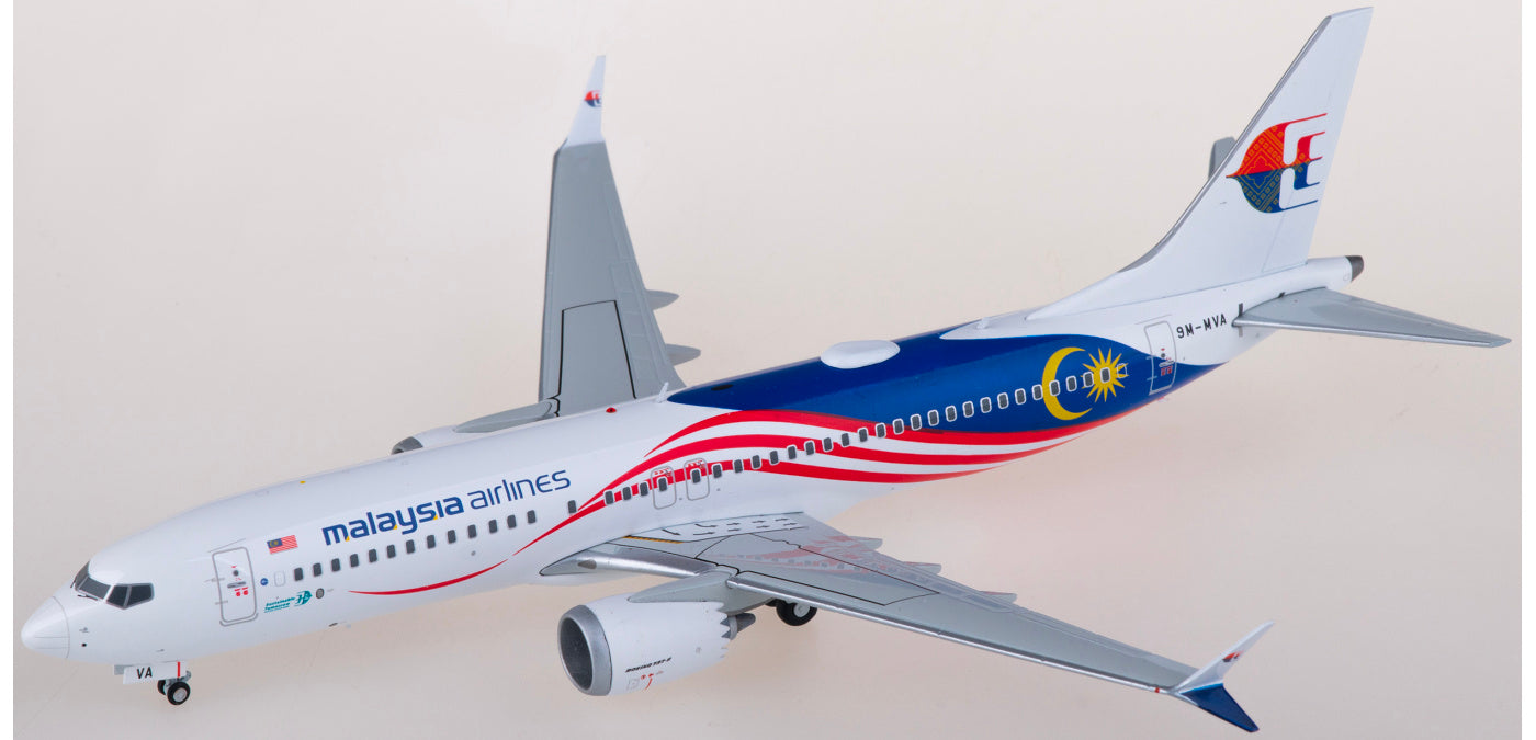 1:200 JC Wings LH2454 Malaysia Airlines Boeing 737 MAX 8 9M-MVA Aircraft Model