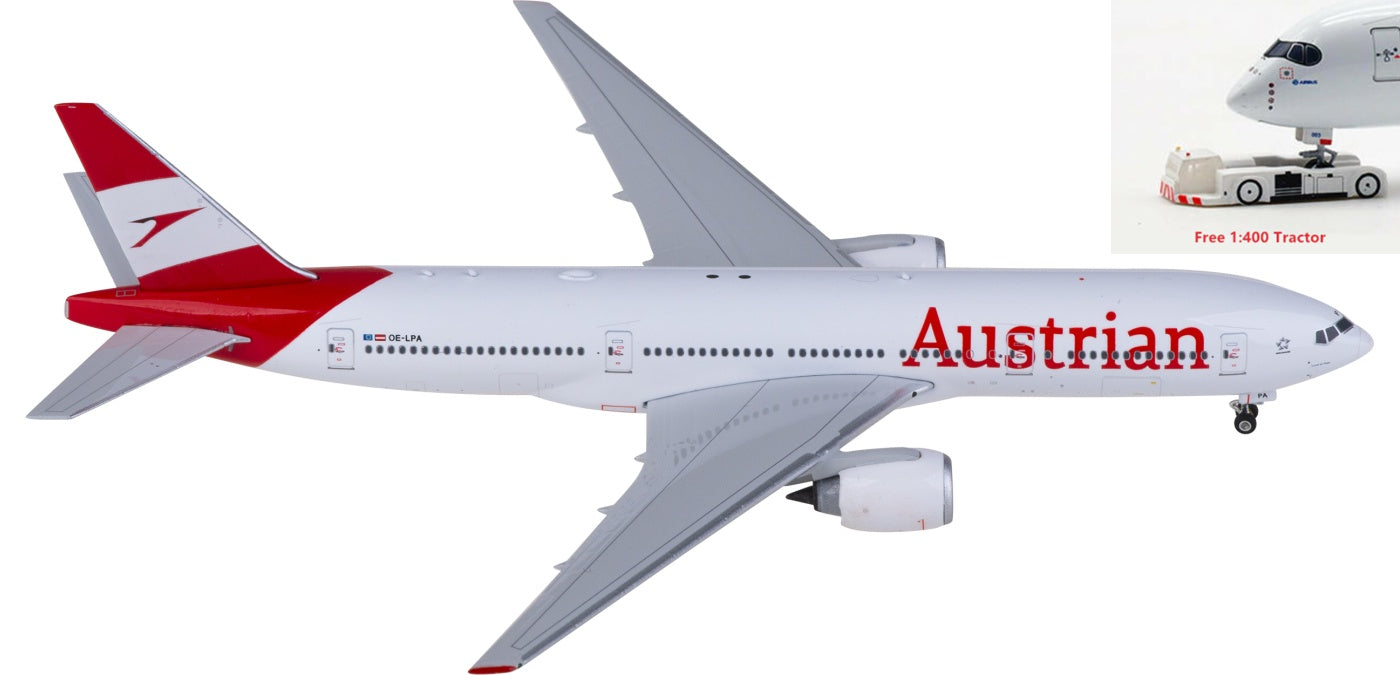 1:400 Phoenix PH11868 Austrian Airlines Boeing 777-200ER OE-LPA Aircraft Model+Free Tractor