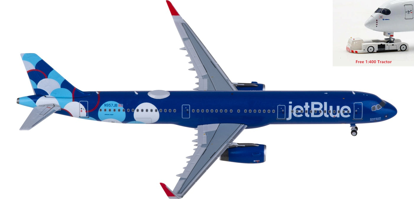 1:400 NG Models NG13107 JetBlue Airbus A321 N957JB Aircraft Model+Free Tractor