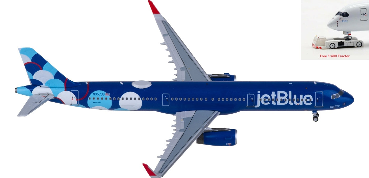 1:400 NG Models NG13107 JetBlue Airbus A321 N957JB Aircraft Model+Free Tractor