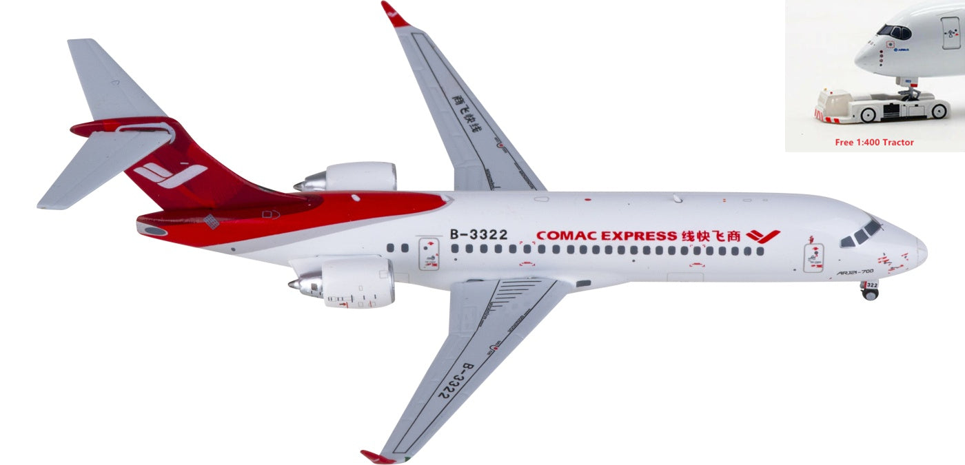 1:400 NG Models NG21029 COMAC Express Comac ARJ21-700 B-3322 Aircraft Model+Free Tractor