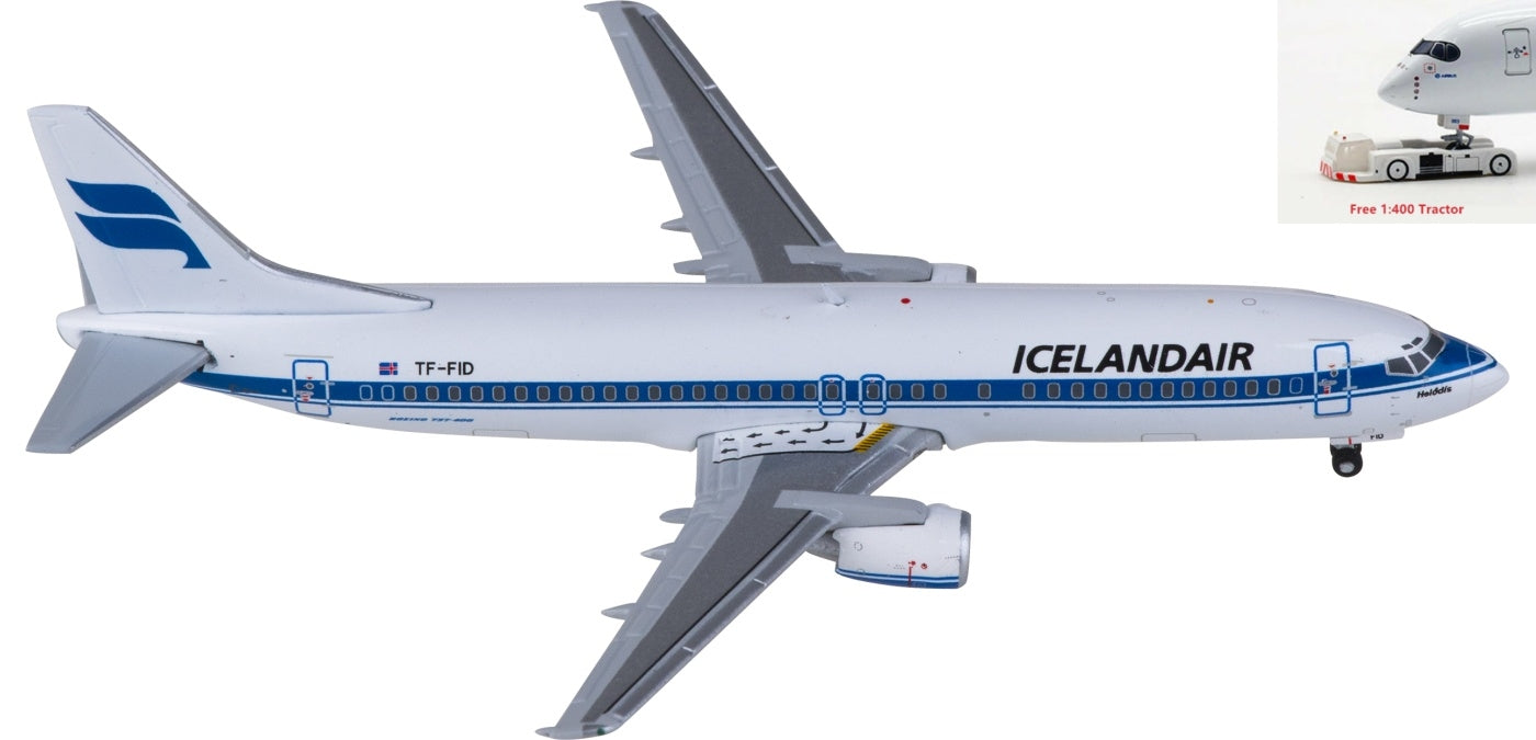 1:400 JC Wings LH4309 Icelandair Boeing 737-400 TF-FID Aircraft Model+Free Tractor