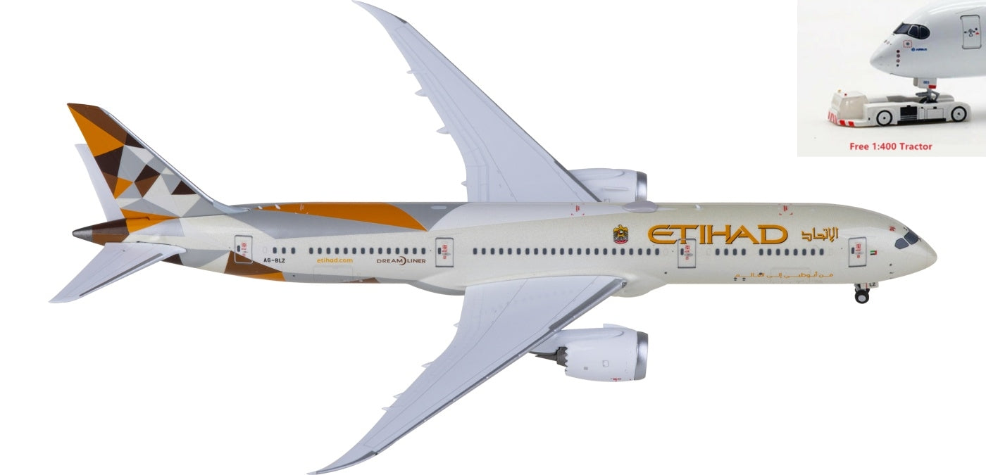1:400 NG Models NG55119 Etihad Airways Boeing 787-9 Dreamliner A6-BLZ Aircraft Model+Free Tractor