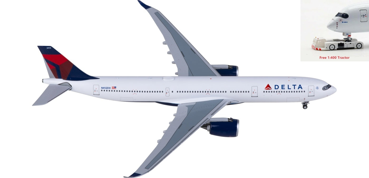 1:400 NG Models NG68002 Delta Air Lines Airbus A330-900neo N412DX Aircraft Model+Free Tractor