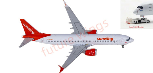 1:400 JC Wings LH4313 Sunwing Airlines Boeing 737 MAX 8 C-FYXC Aircraft Model+Free Tractor