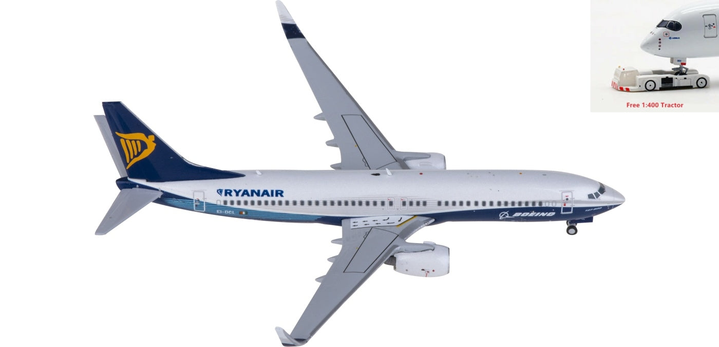 1:400 JC Wings XX40039 Ryanair Boeing 737-800 EI-DCL Aircraft Model+Free Tractor