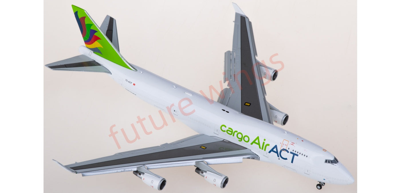 1:400 JC Wings LH4250A ACT Airlines Boeing 747-400BDSF TC-ACF "Flaps Down" Aircraft Model+Free Tractor