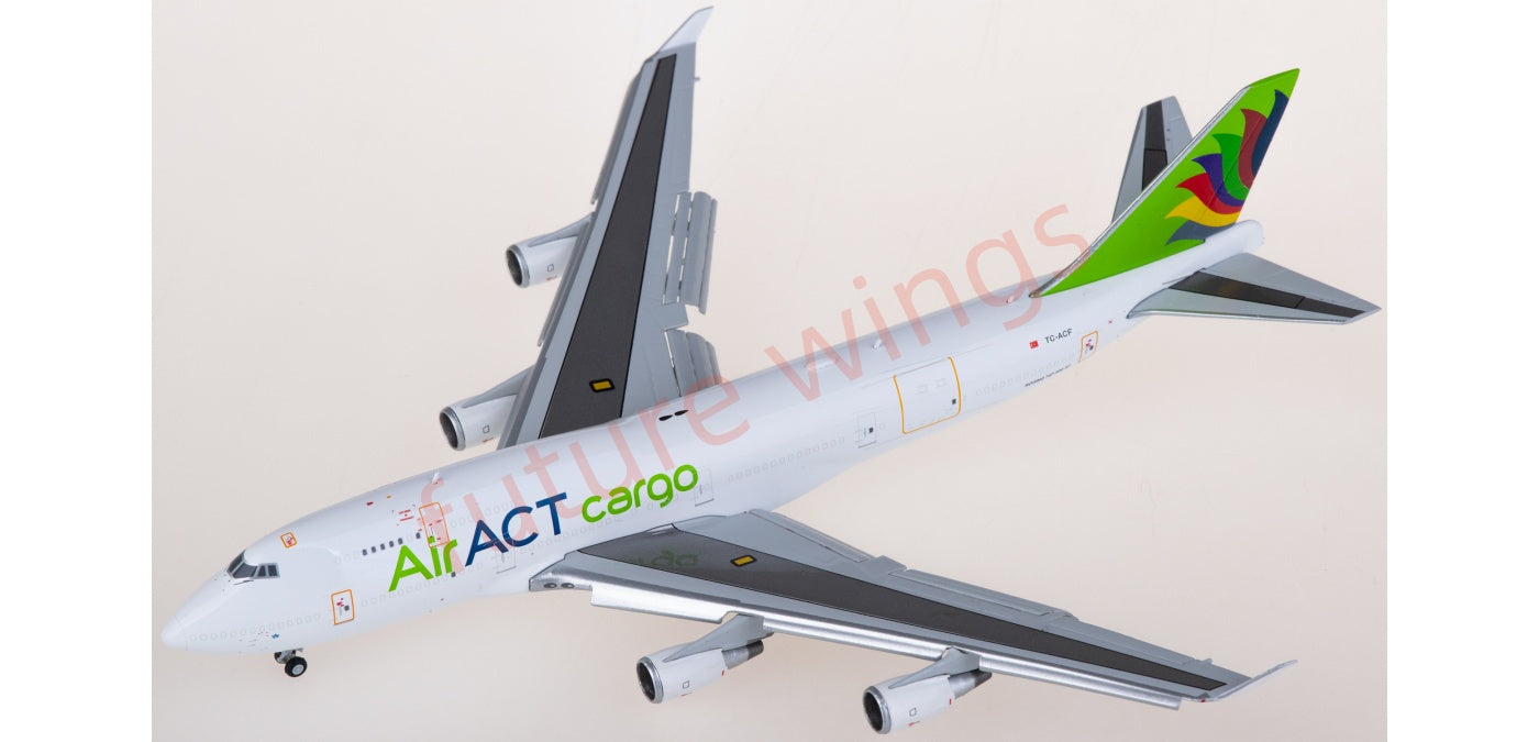 1:400 JC Wings LH4250A ACT Airlines Boeing 747-400BDSF TC-ACF "Flaps Down" Aircraft Model+Free Tractor