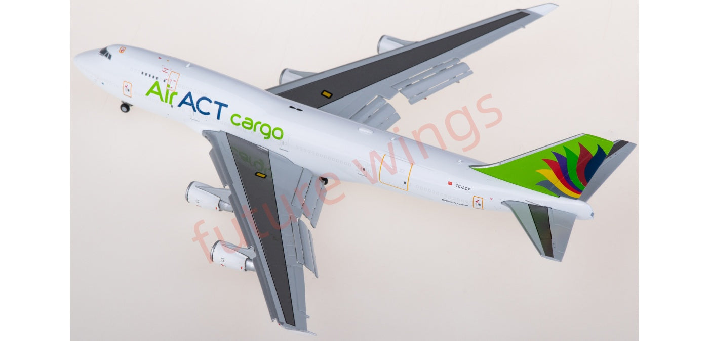 1:400 JC Wings LH4250A ACT Airlines Boeing 747-400BDSF TC-ACF "Flaps Down" Aircraft Model+Free Tractor