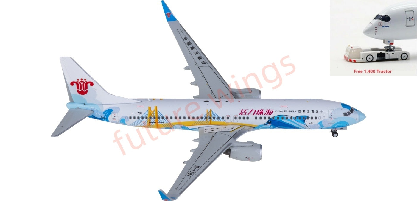 1:400 JC Wings XX40078 China Southern Airlines Boeing 737-800 B-1781 Aircraft Model+Free Tractor
