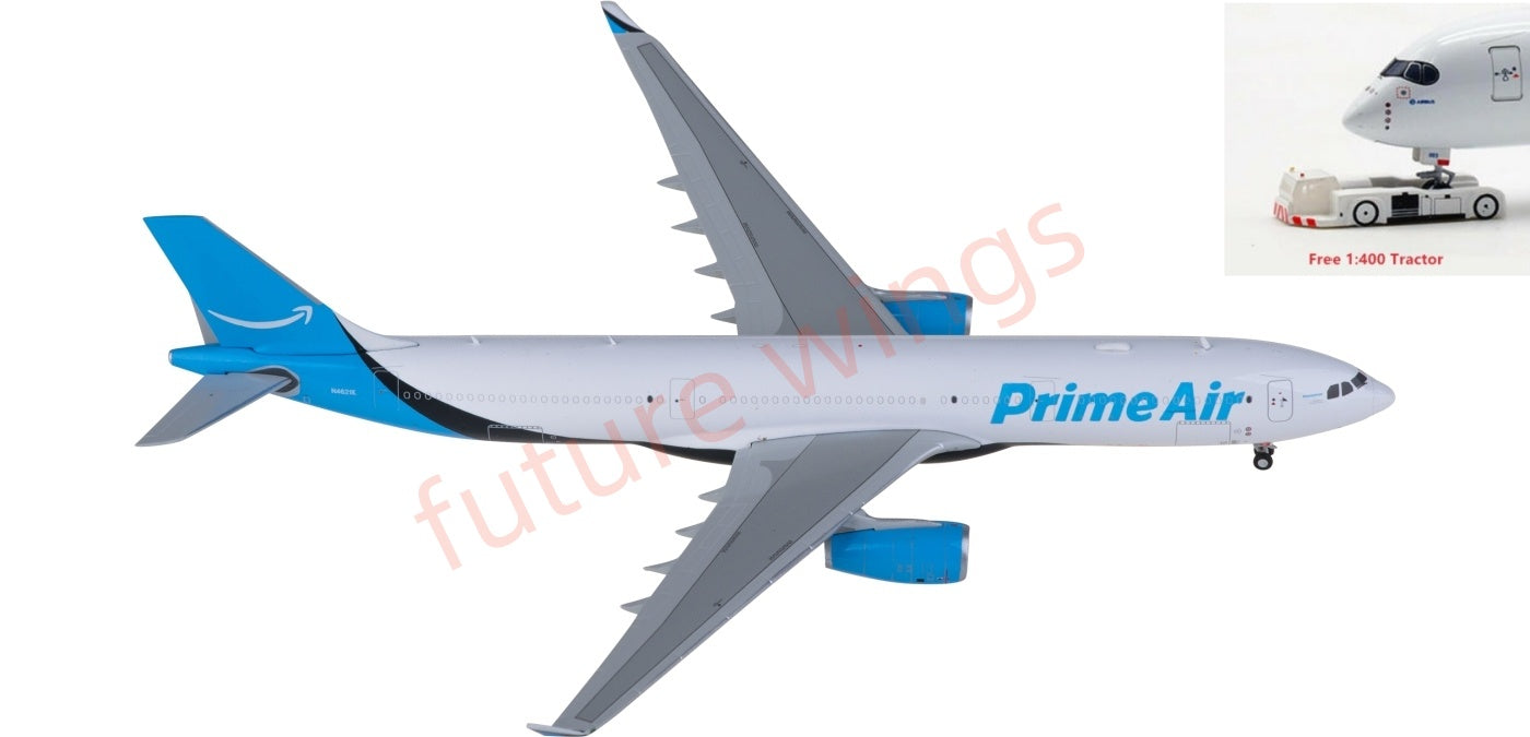 1:400 JC Wings SA4031 Amazon Prime Air Airbus A330-300P2F N4621K Aircraft Model+Tractor