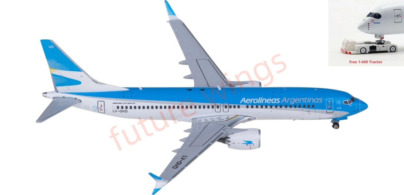 1:400 JC Wings LH4198 Aerolíneas Argentinas Boeing 737 MAX 8 LV-GVD Aircraft Model+Free Tractor