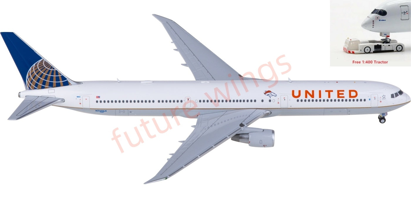 1:400 JC Wings LH4367 United Airlines Boeing 767-400ER N76064 Aircraft Model+Free Tractor