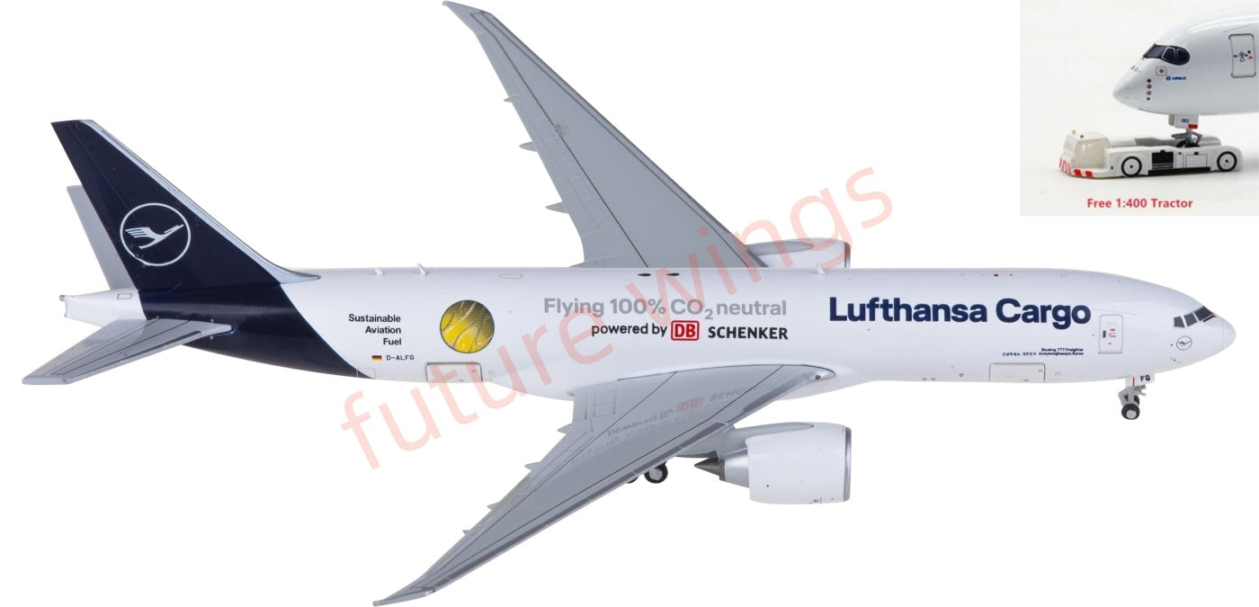 1:400 JC Wings XX40226C Lufthansa Cargo Boeing 777-200LRF D-ALFG Aircraft Model+Free Tractor