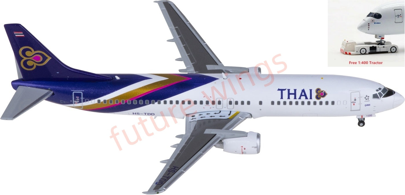 1:400 JC Wings XX4990 Thai Airways Boeing 737-400 HS-TDD Aircraft Model+Free Tractor