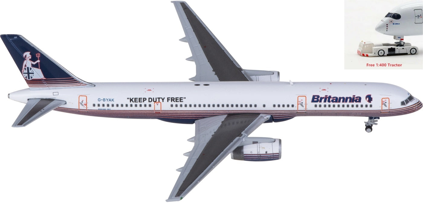 1:400 JC Wings XX4274 Britannia Boeing 757-200 G-BYAK Aircraft Model+Free Tractor