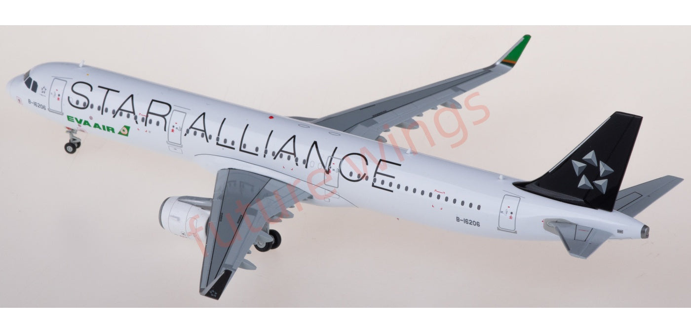 1:200 JC Wings XX20204 EVA Air Airbus A321 B-16206 "STAR ALLIANCE"Diecast Model With Stand