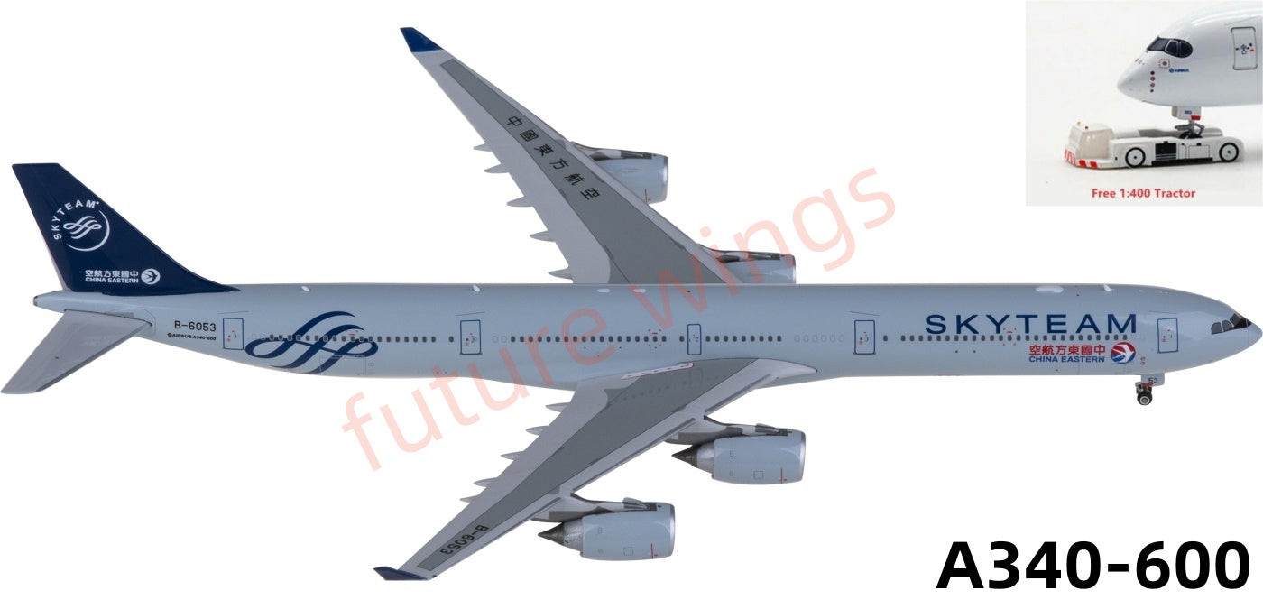 1:400 Phoenix PH11931 China Eastern Airlines Airbus A340-600 B-6053 "SKYTEAM" Aircraft Model+Free Tractor
