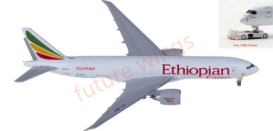 1:400 JC Wings XX40086C Ethiopian Airlines Boeing 777-200LRF ET-APU Aircraft Model+Free Tractor