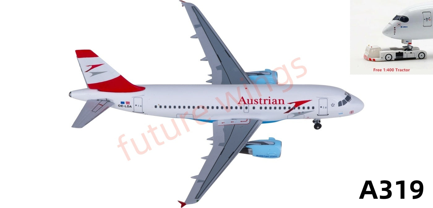 1:400 AeroClassics AC411343 Austrian Airlines Airbus A319 OE-LDA Aircraft Model+Free Tractor