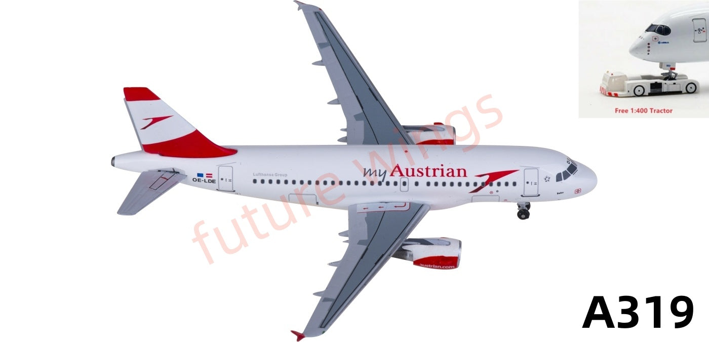 1:400 AeroClassics AC411344 Austrian Airlines Airbus A319 OE-LDE Aircraft Model+Free Tractor